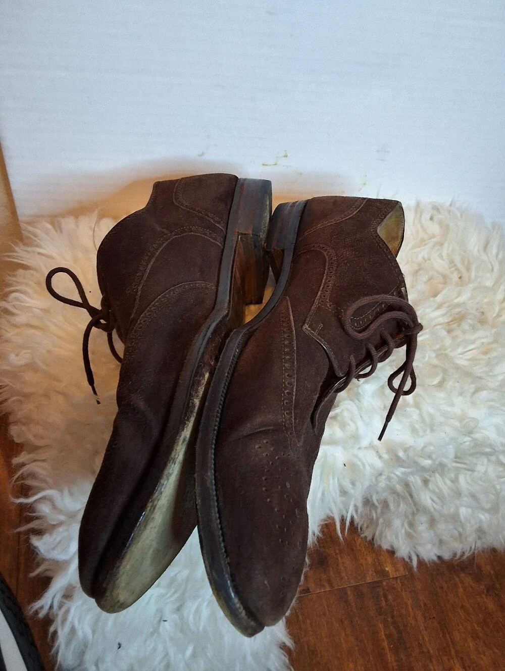 Bally Italian Men’s Brown Suede Wingtip Brogue Oxford Shoes Size 14D